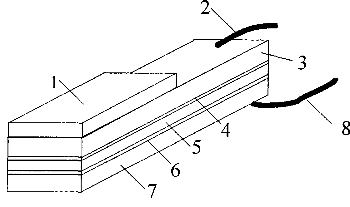 Self-generation wide-band laminated magnetic induced piezoelectric effect AC magnetic field sensor and production method thereof