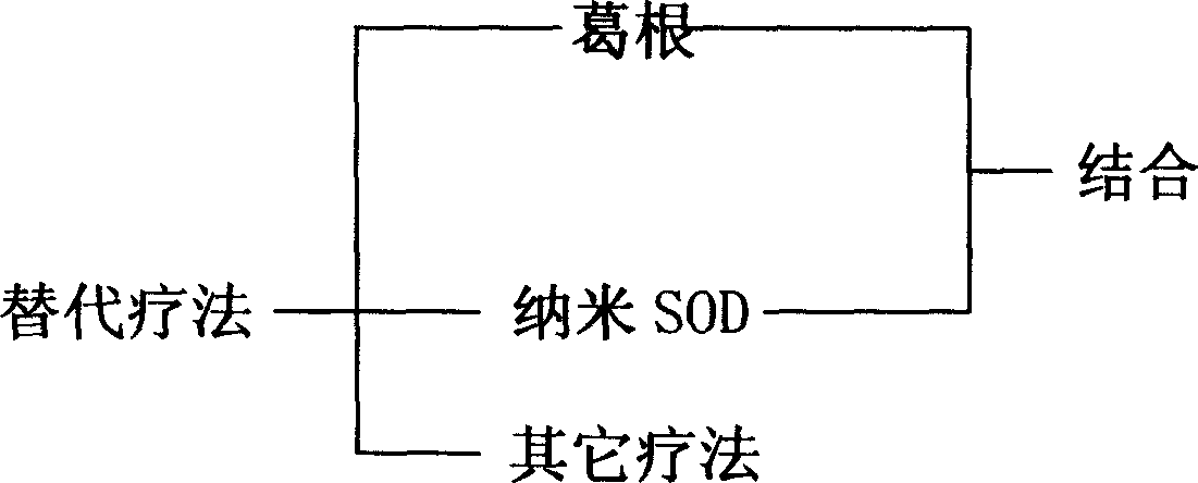Composition of nanometer SOD and pueraria root or its extract and its preparation method
