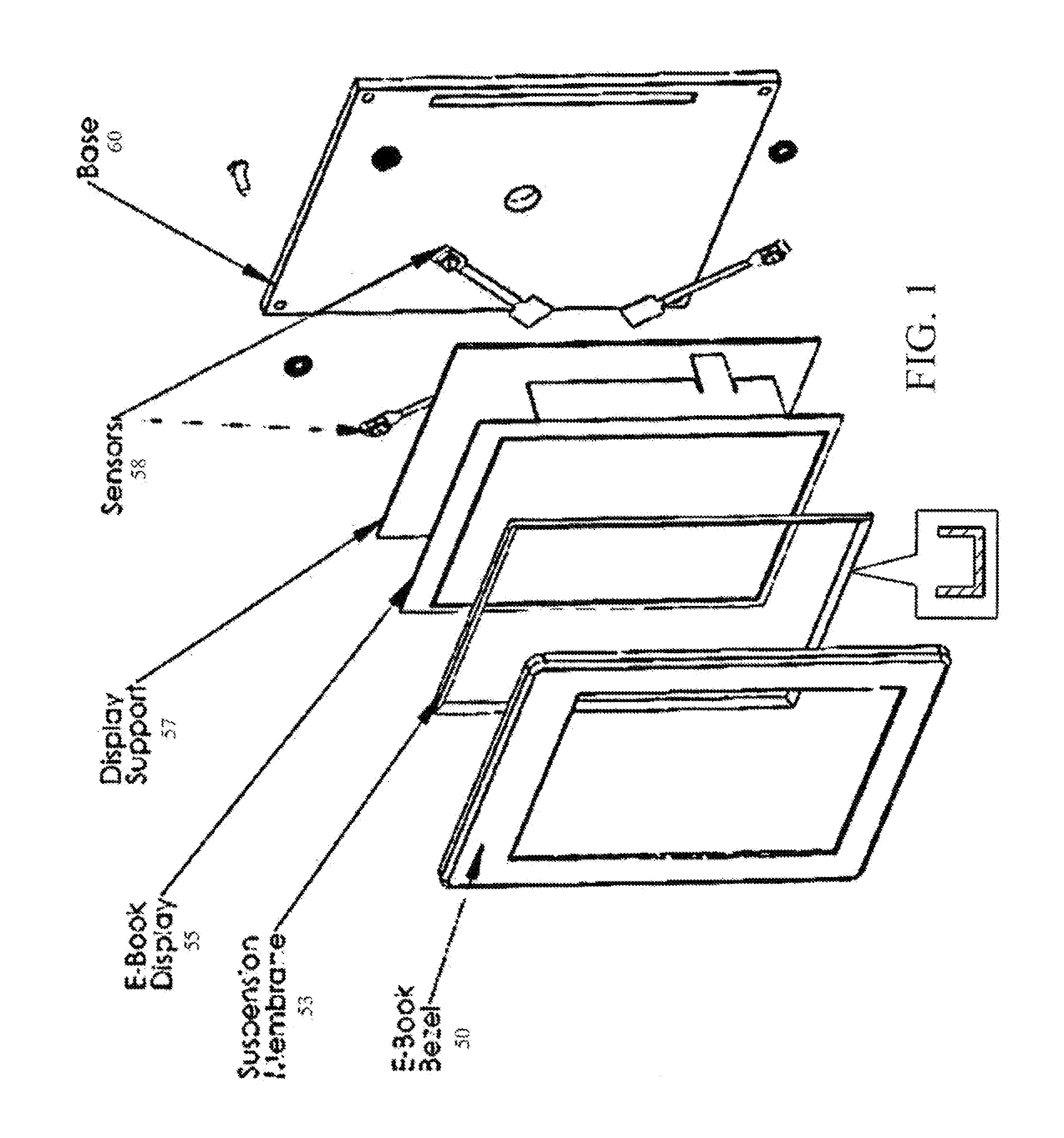 Suspension for a pressure sensitive touch display or panel