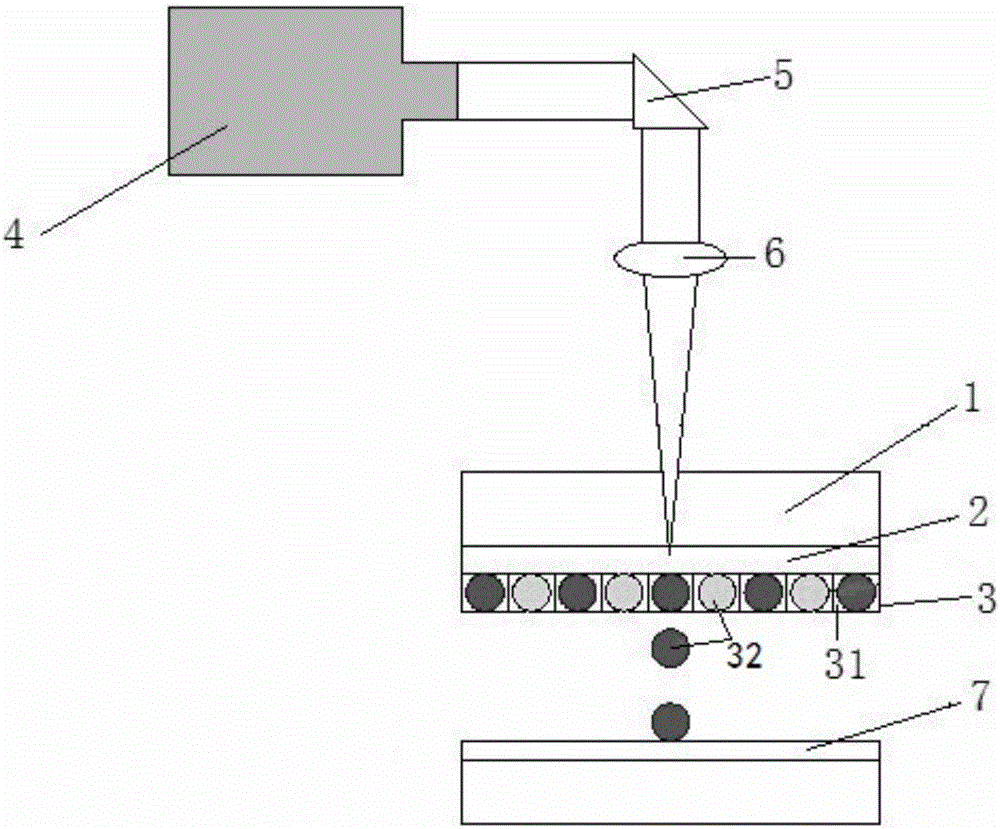 Source component and device for inducing high-voltage impulse wave to separate single cells through laser photolysis