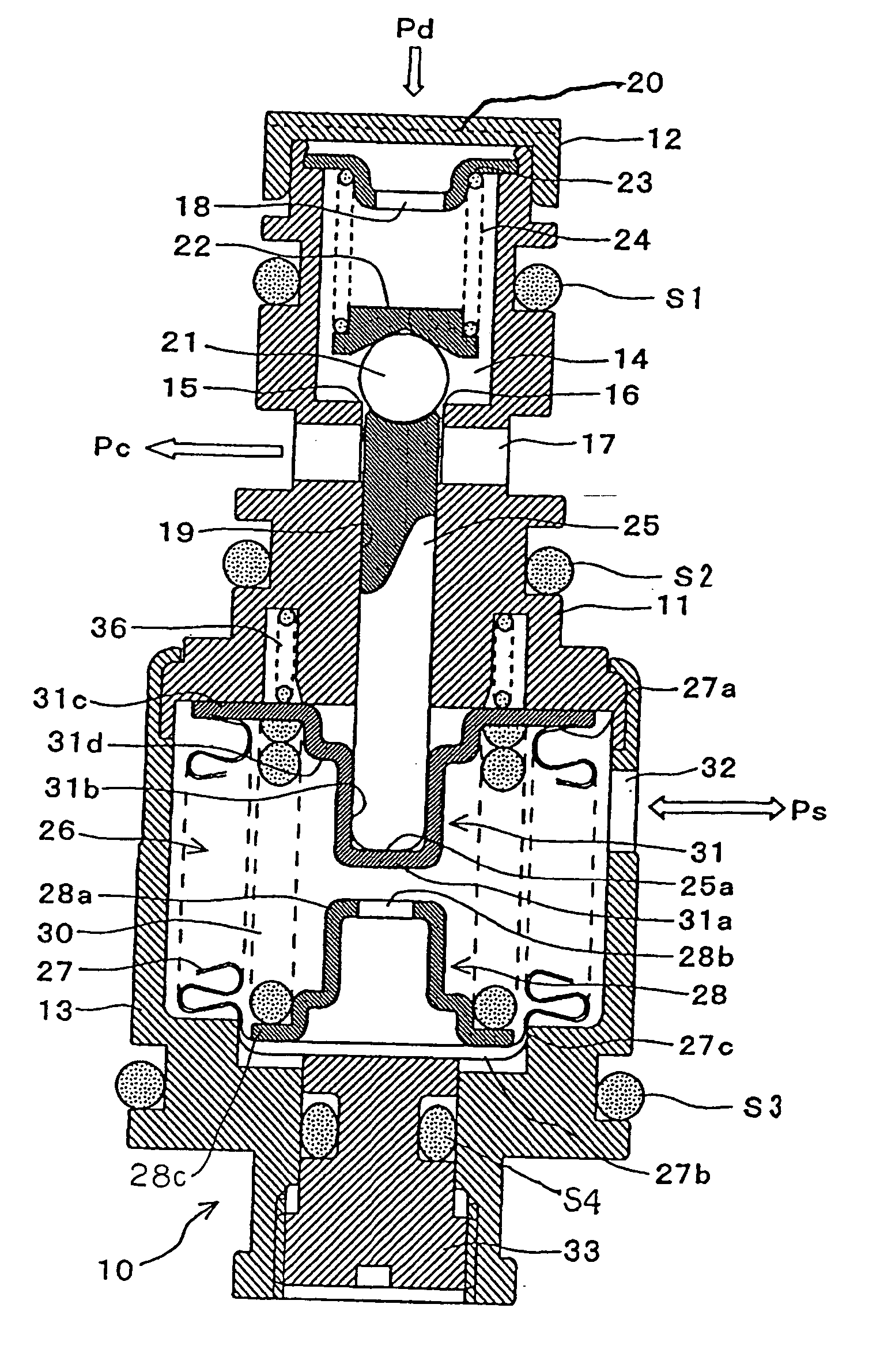 Control valve for variable capacity compressor