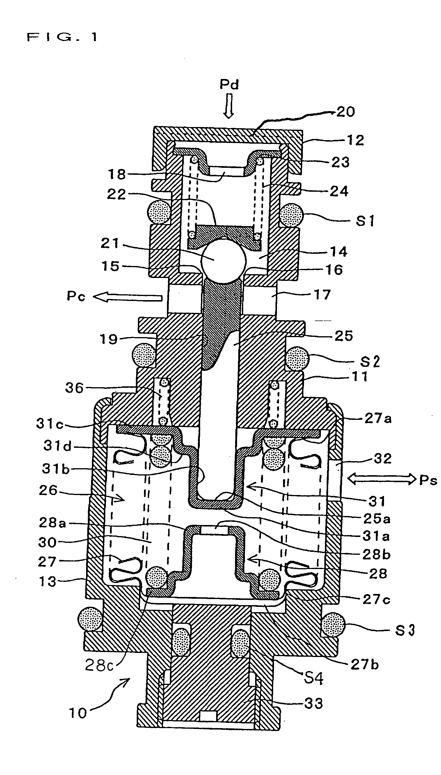 Control valve for variable capacity compressor