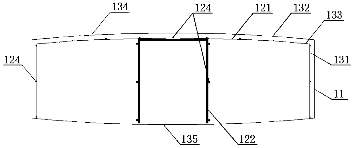 Steel mesh engraving component with arcs