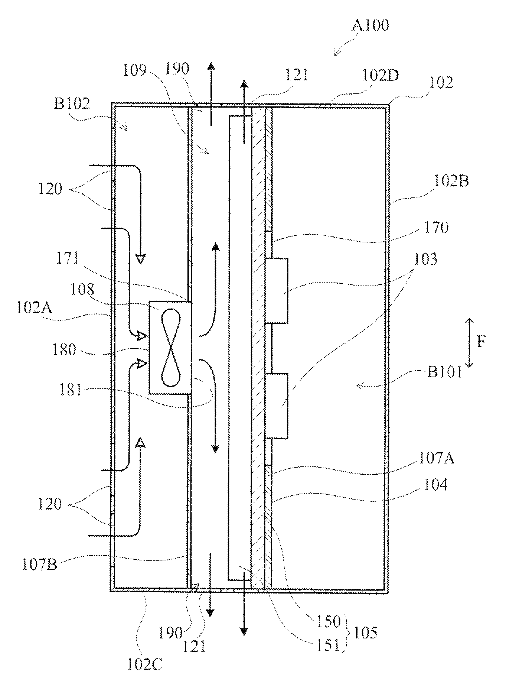 Power supply apparatus including fan for air cooling