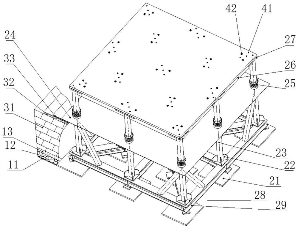 A ground support structure for high and low temperature environment simulation test system