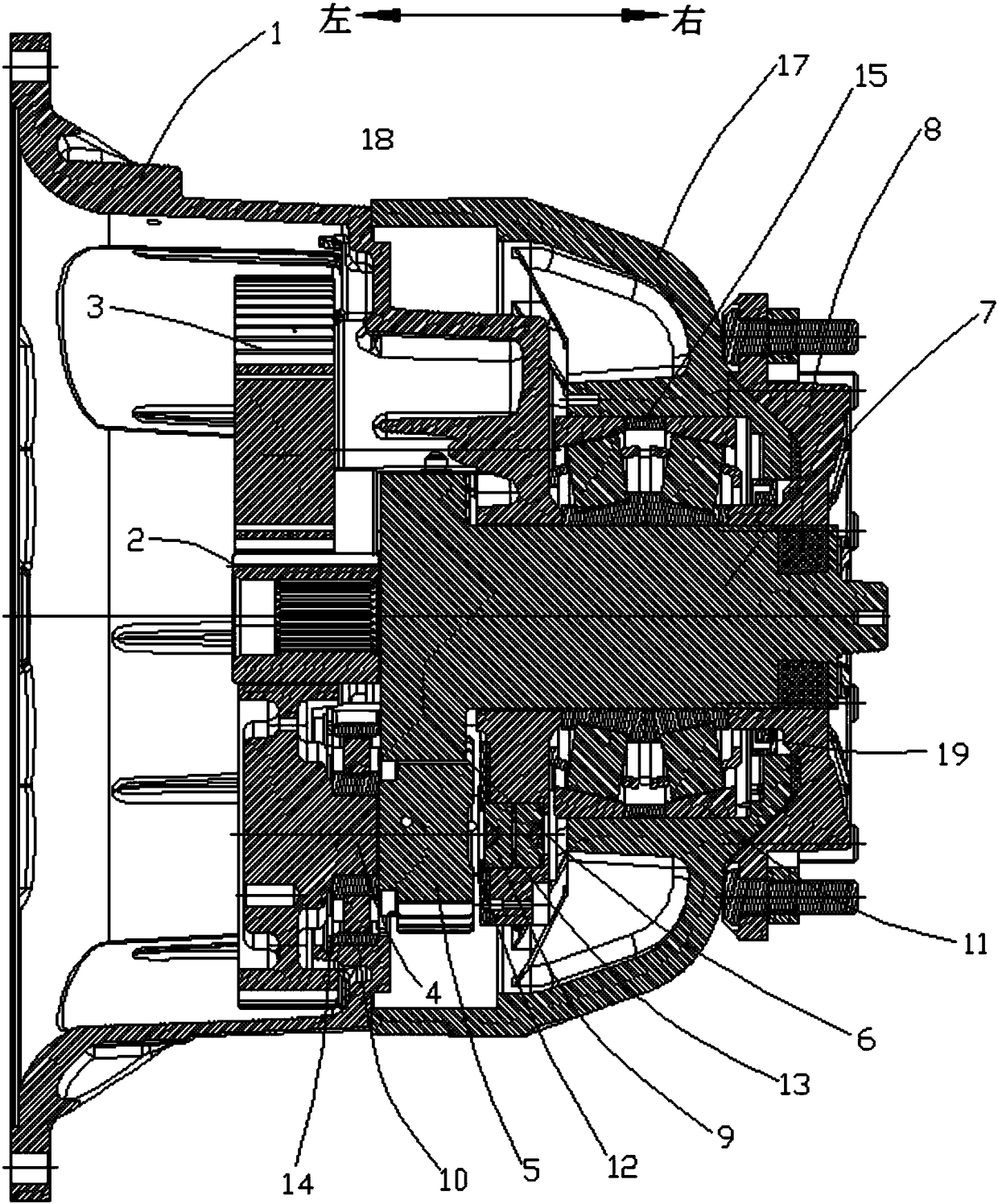 Two-stage planetary gear speed reducer and straddle type railway vehicle