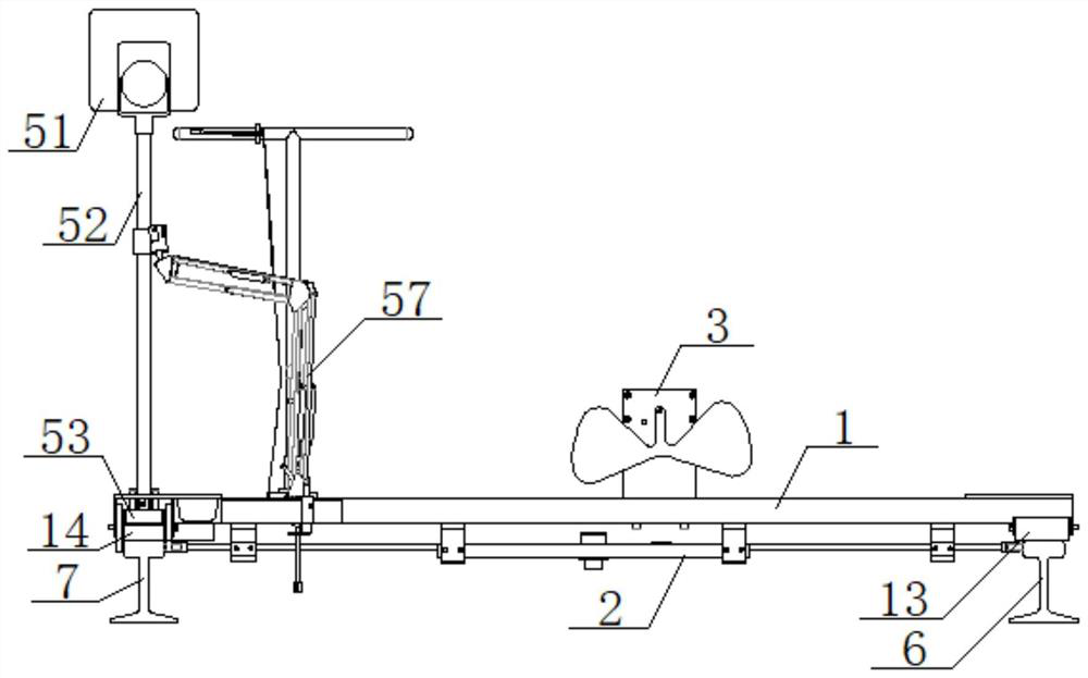 Railway steel rail center detection vehicle