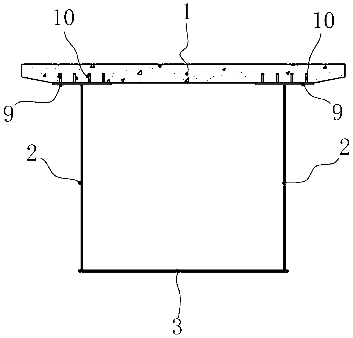 Steel-concrete composite structure continuous box girder and manufacturing method thereof