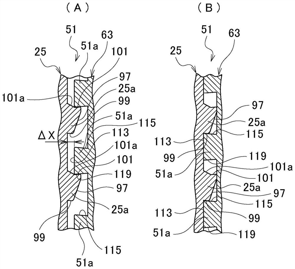 Transmission and meshing clutch