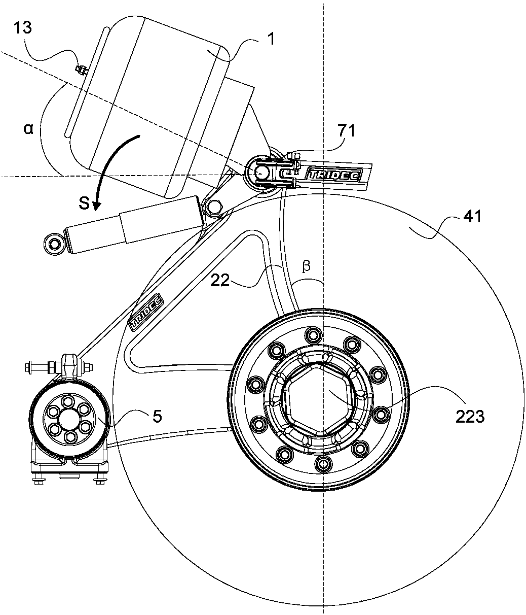 Vehicle suspension devices and vehicle equipped therewith