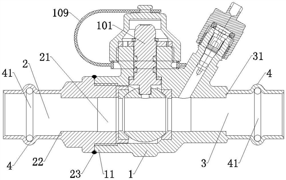 Clamping and pressing type ball valve having integral structure