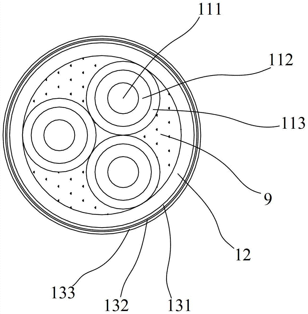 Evaporative internal cooling multi-core cable circulation system