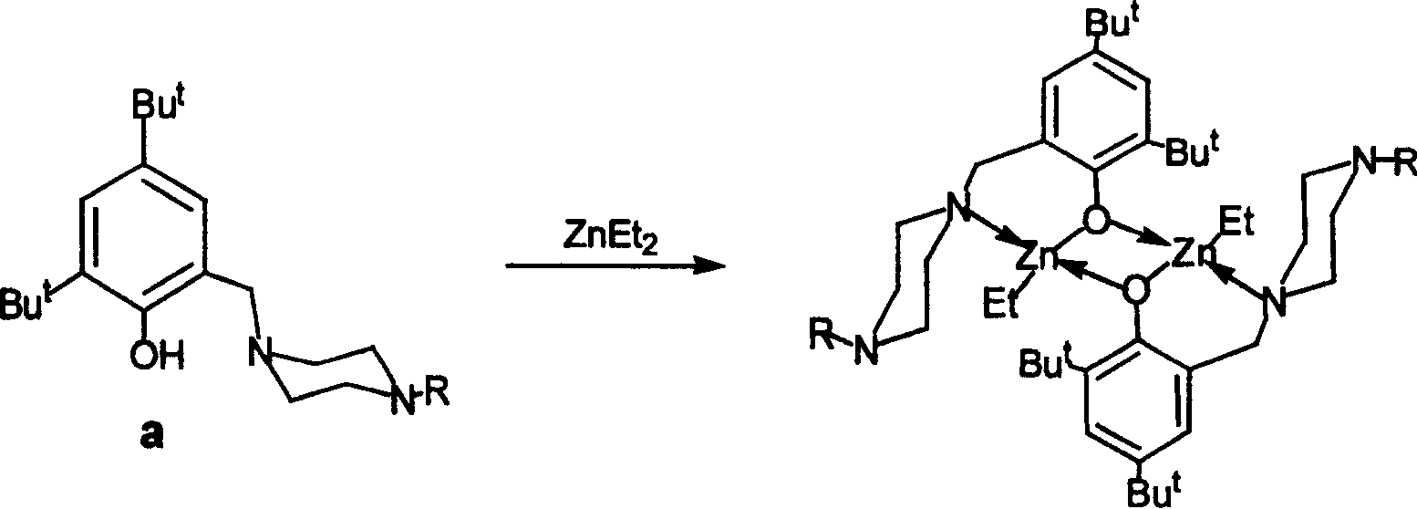 High steric-hindered amino-methano-phenol organic zinc compounds and process for preparing same