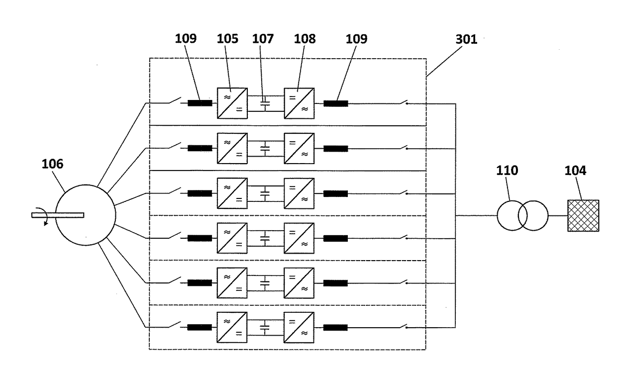 Power generation system of a multi-converter wind turbine and control method thereof