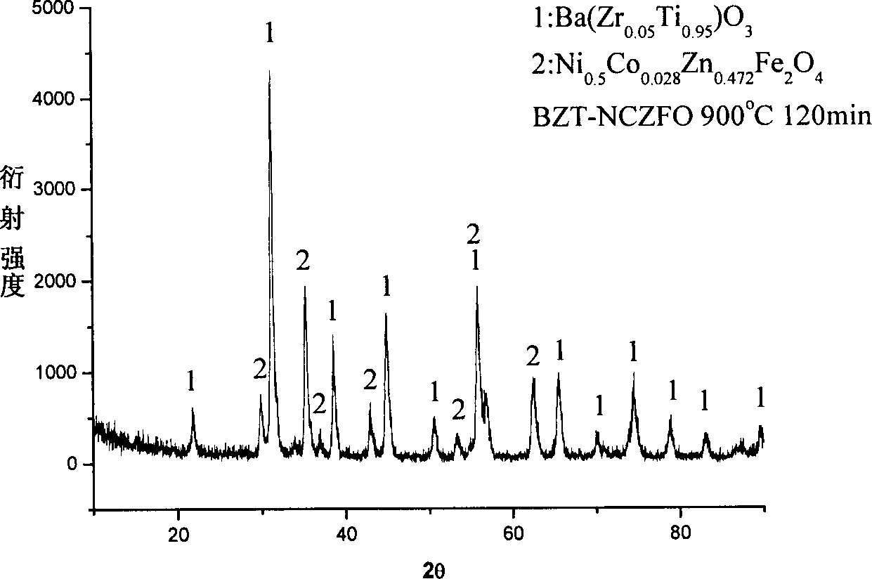 Softening method for producing ferroelectric and ferromagnetic composite material powder by home position