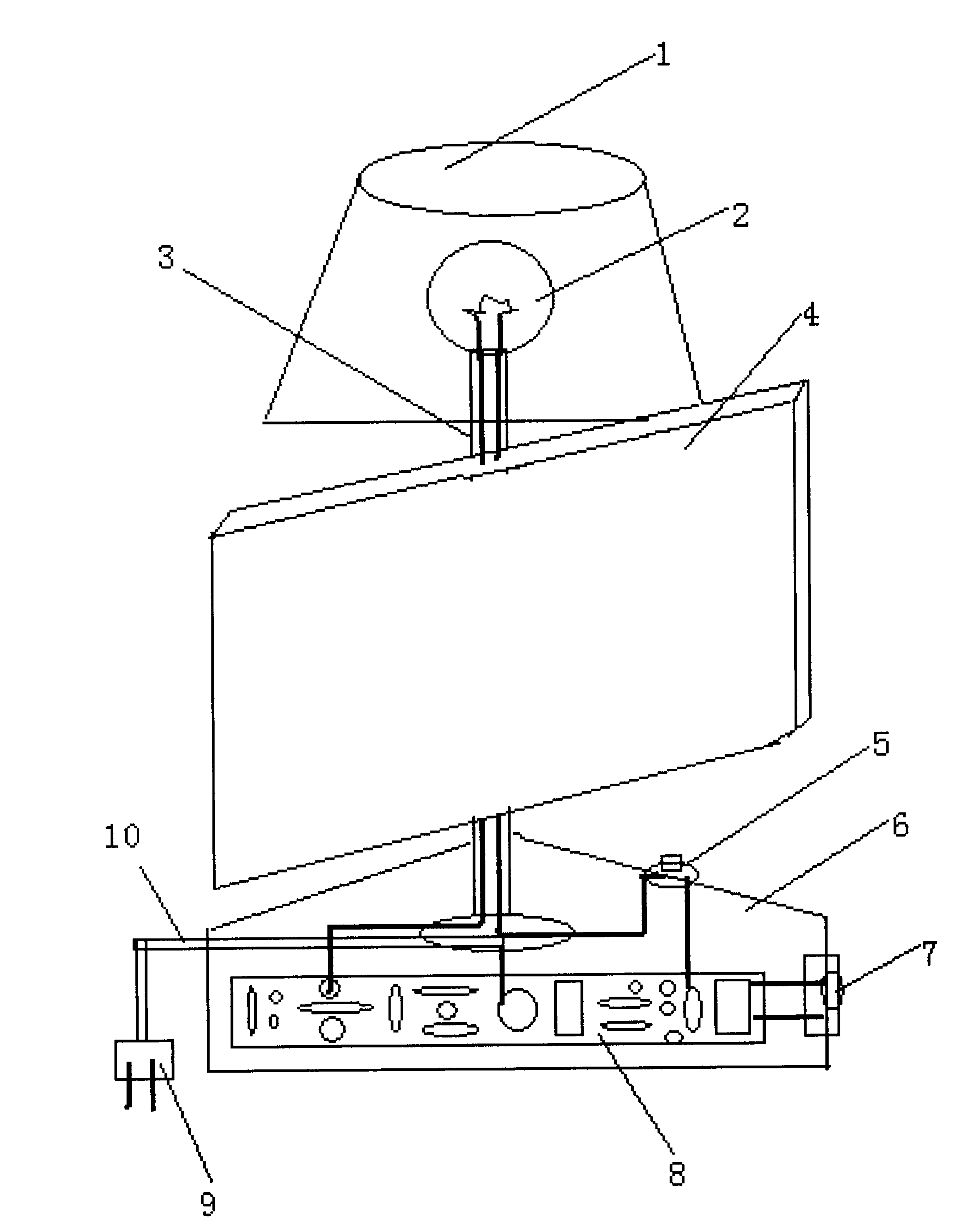 Adjustable automatic control table lamp with television screen