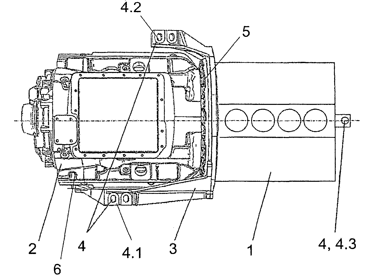 Device for supporting structural unit on internal combustion engine