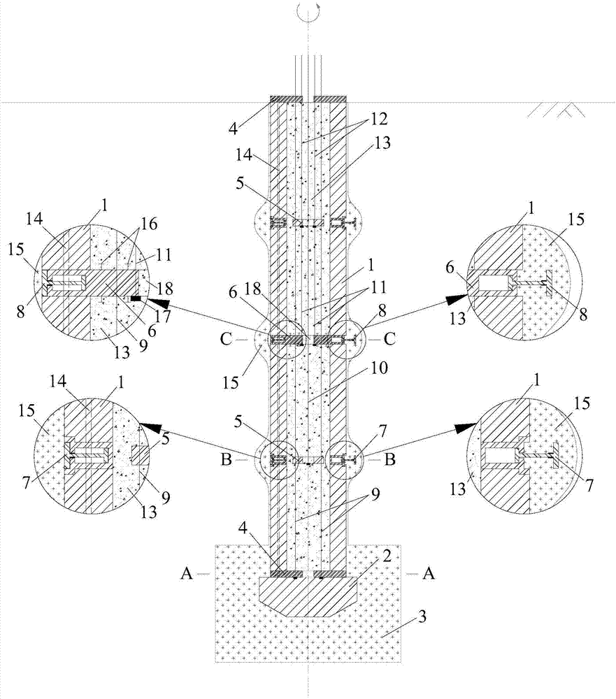 Construction method of anti-floating structure of composite prestressed pipe pile with built-in anchor cable filling core