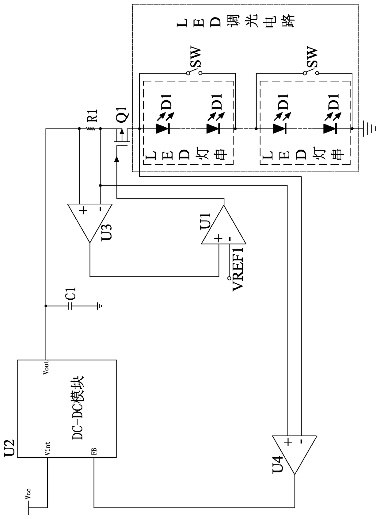 LED dimming load sudden change suppression circuit