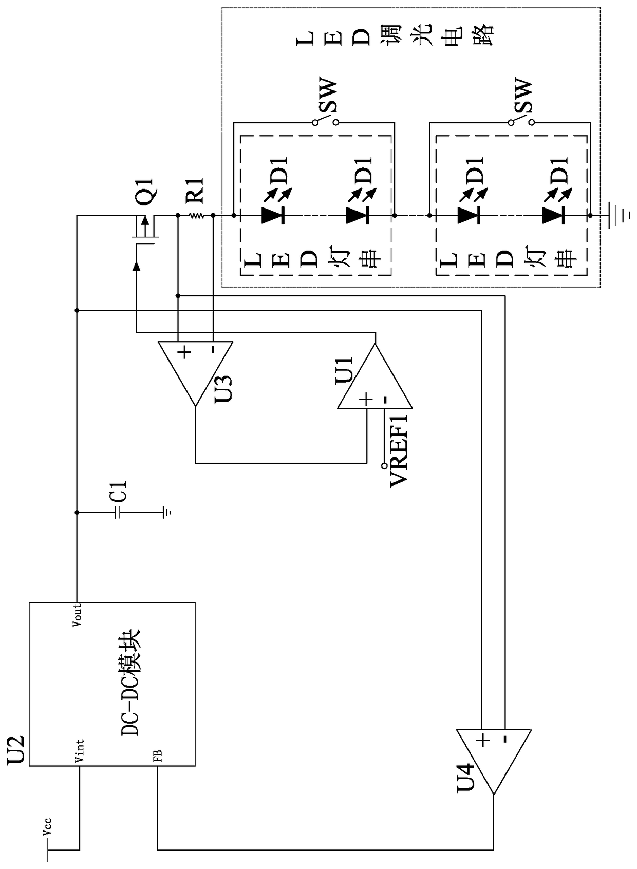 LED dimming load sudden change suppression circuit