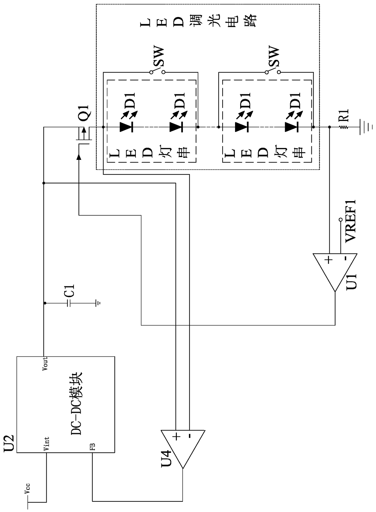 LED dimming load sudden change suppression circuit