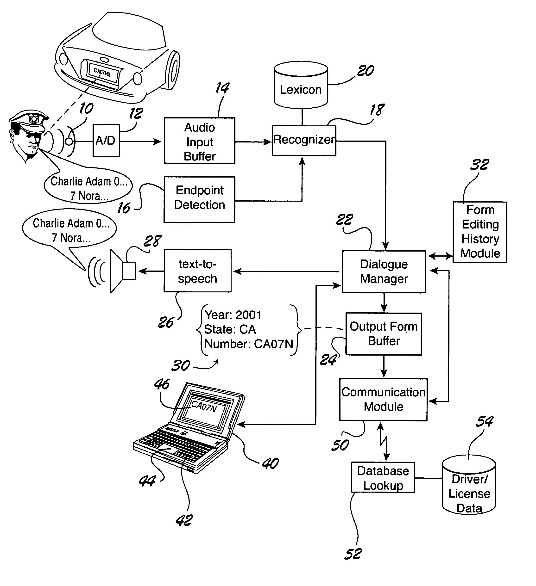 Method for efficient, safe and reliable data entry by voice under adverse conditions