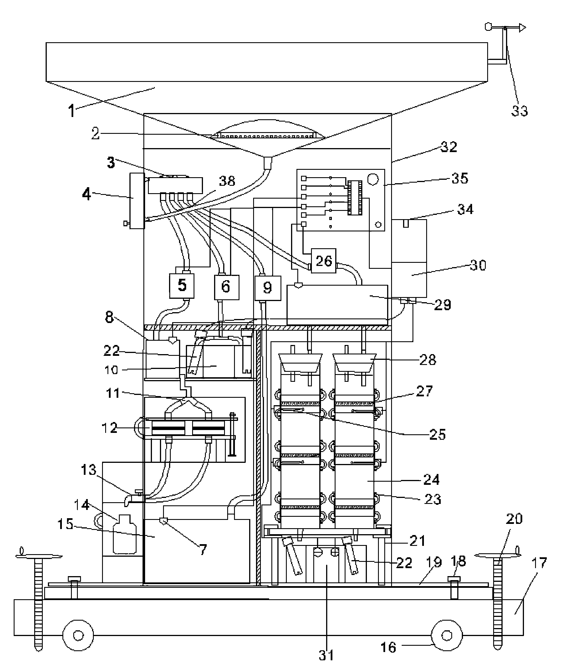 Rainwater quality monitoring and infiltration simulating comprehensive experiment instrument