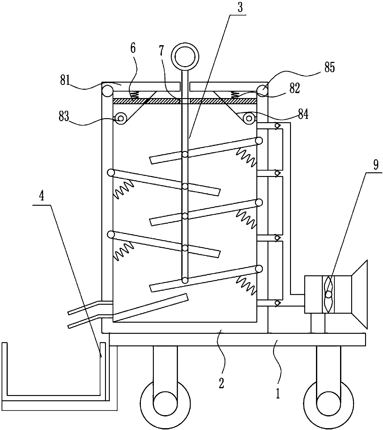 Layered drying device for wine processing raw materials