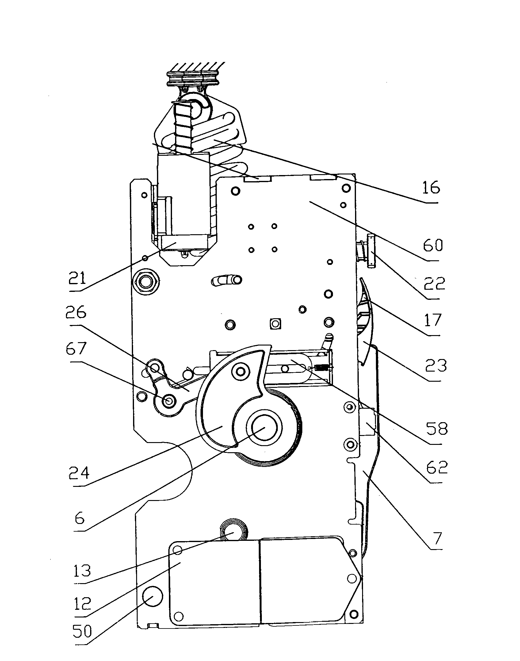 Spring actuating mechanism of vacuum circuit-breaker