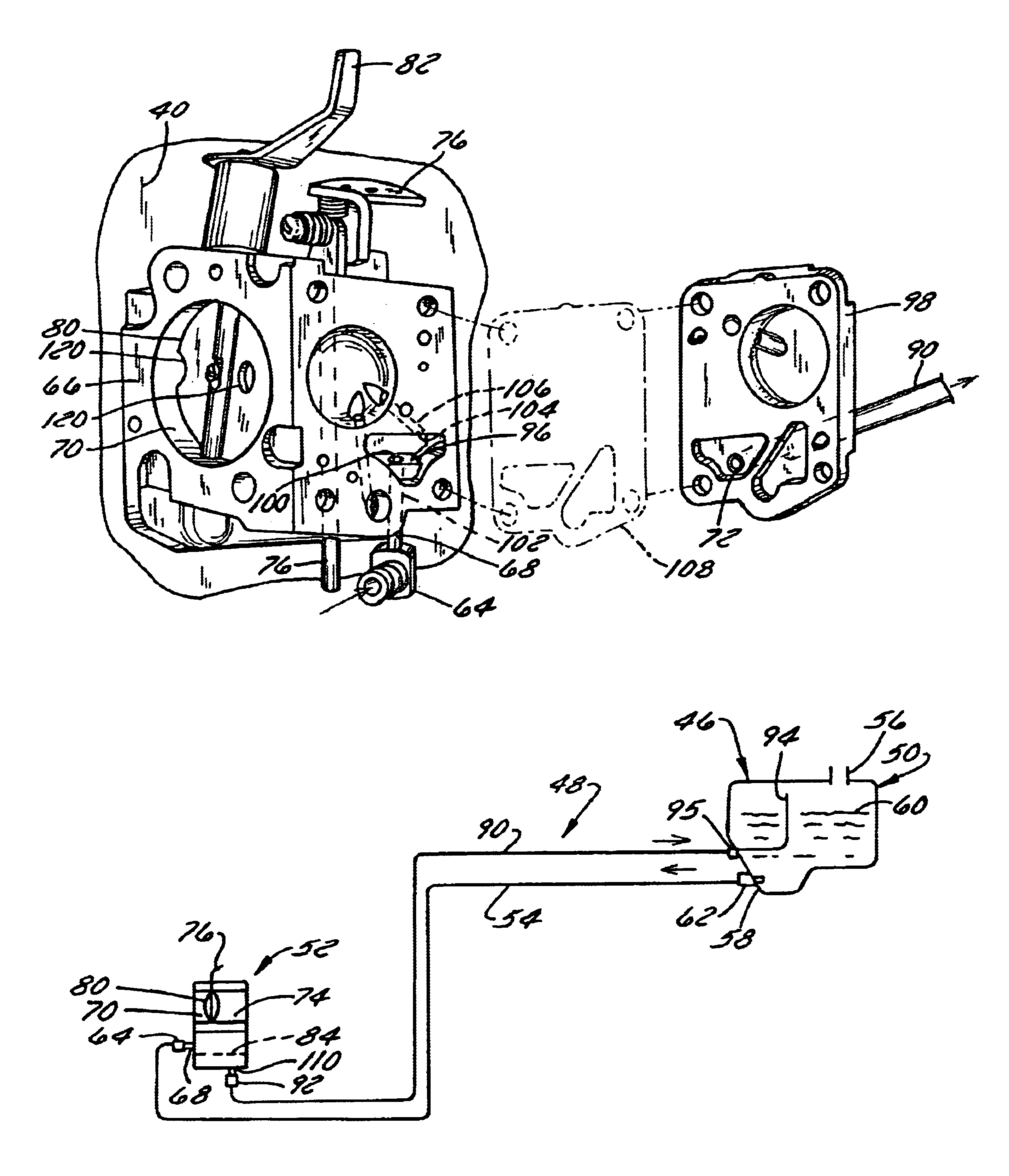 Diaphragm carburetor with air purge system