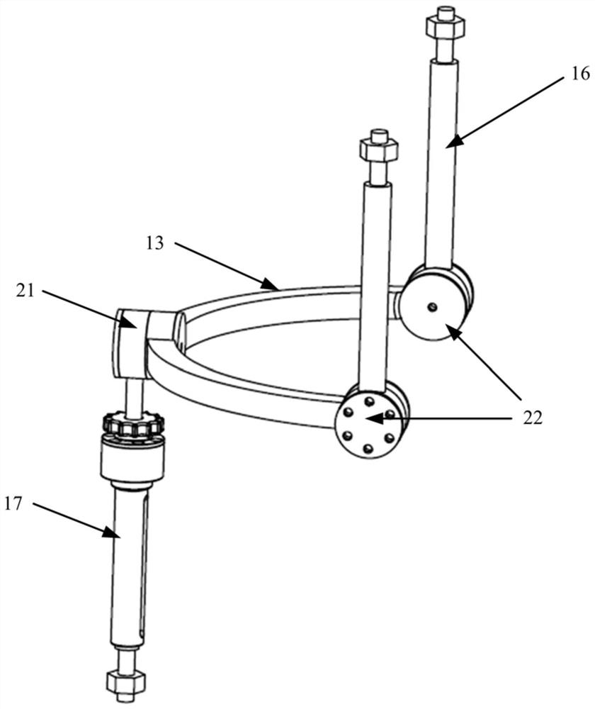 Fixed-angle-rotation-center-parallel external fixator for malformation correction of shinbone