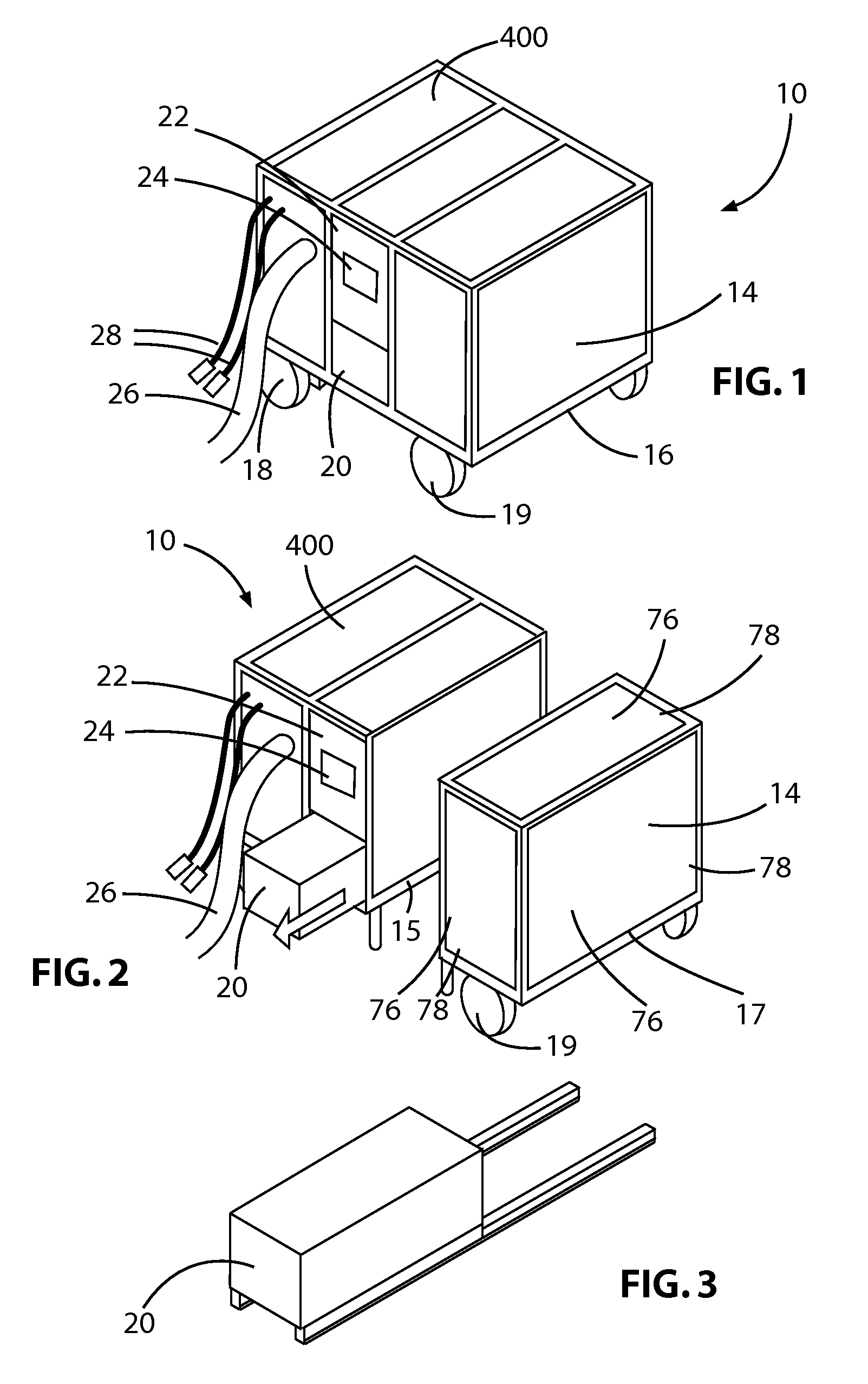 System of fasteners for attaching panels onto modules that are to be installed on an airplane ground support equipment cart