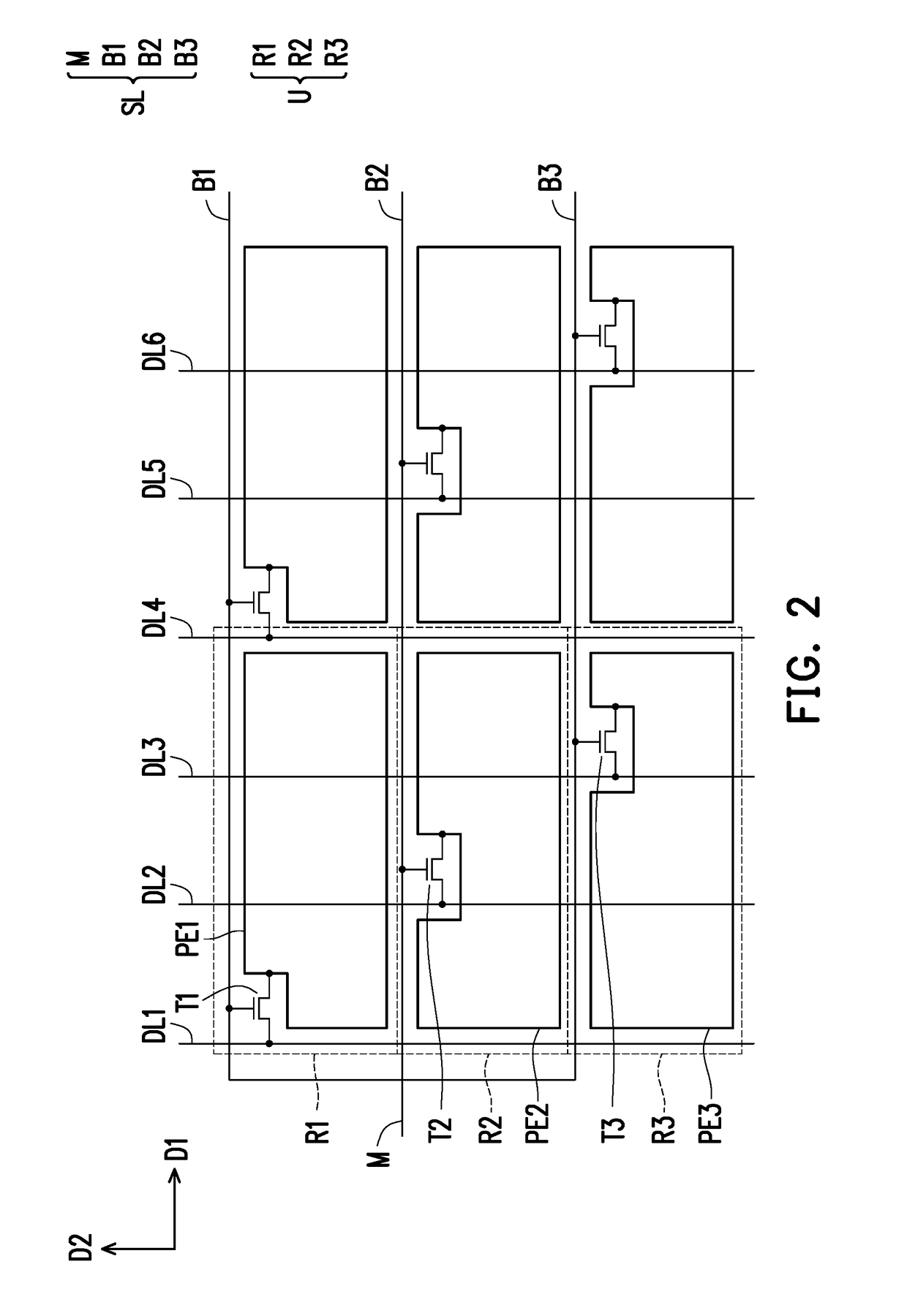Pixel array, display panel and curved display panel