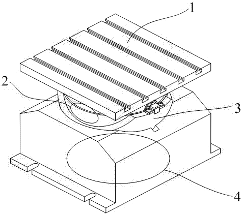 A kind of tiltable workbench with double ball pair and two degrees of freedom