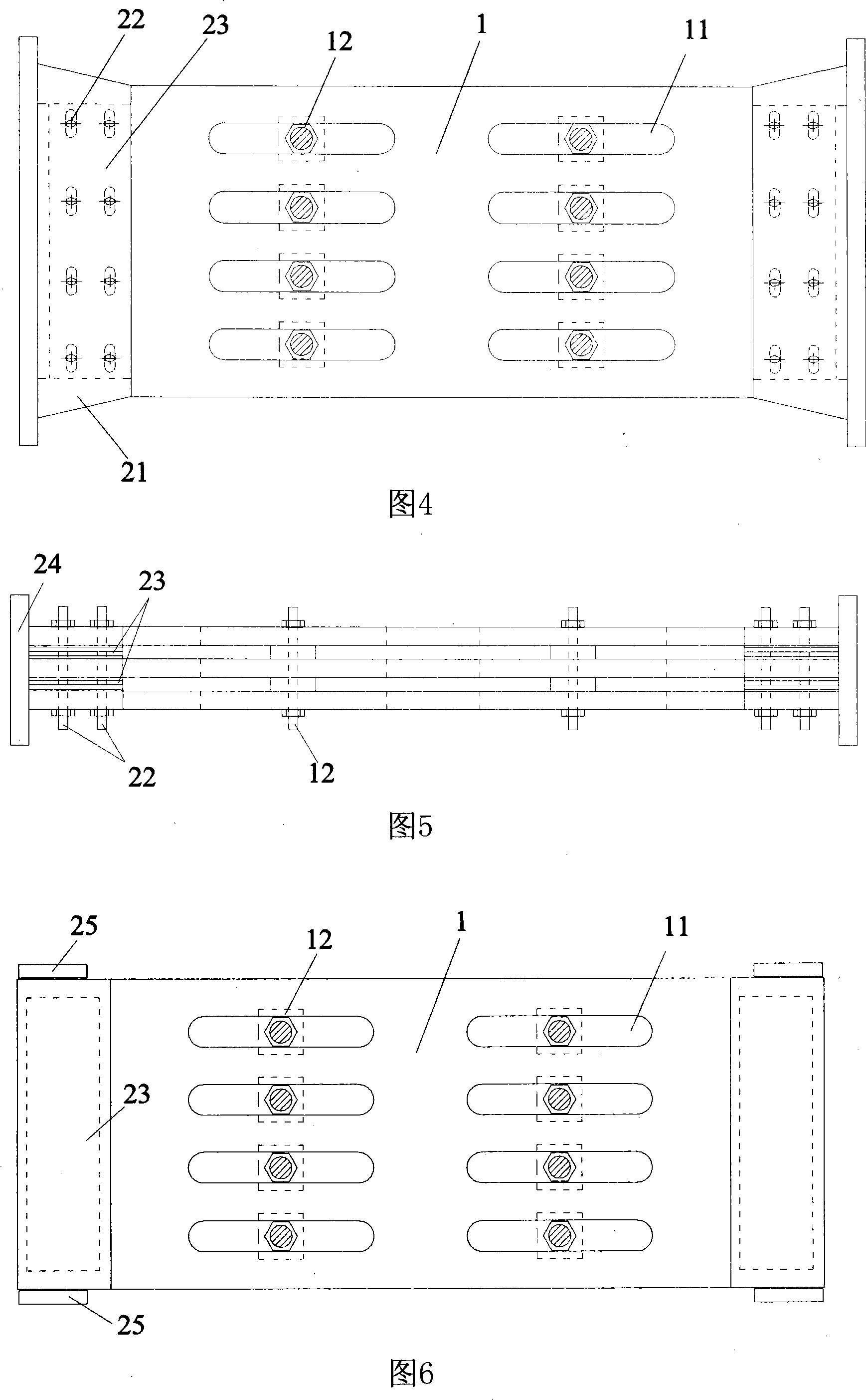 Coupled shearing force wall energy-dissipation beam-coupled steel plate damper and its using method