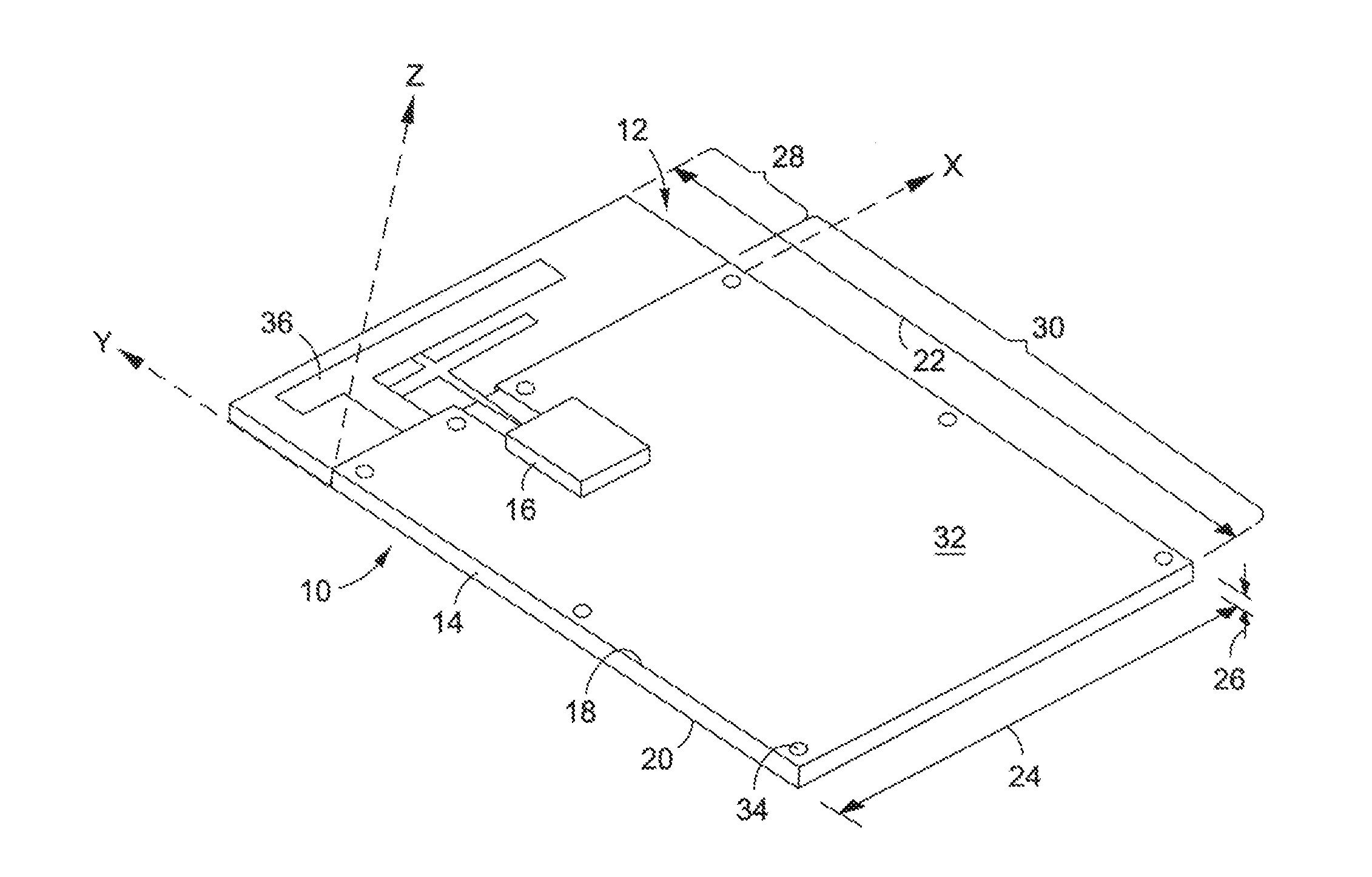 Wideband printed circuit board-printed antenna for radio frequency front end circuit