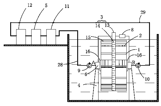 Suspended rotary water pressure energy converted power output device