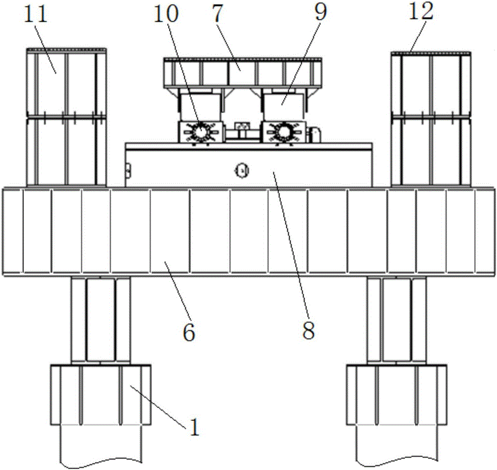 Steel box beam pushing and deviation correcting method for walking type multiple-point continuous pushing technique