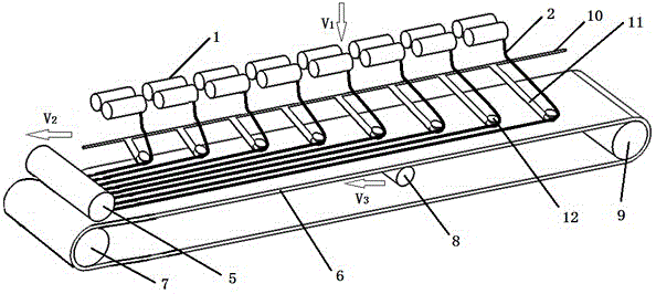 Conveying device and method for removing rod breaking on table board of combing machine