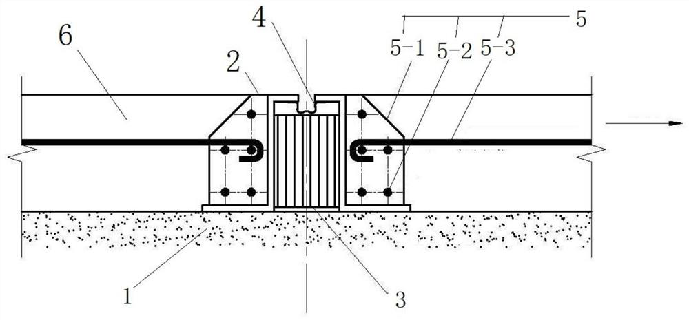 Telescopic device for wave-shaped slab staggering prevention and aging prevention continuous reinforced concrete road surfaces