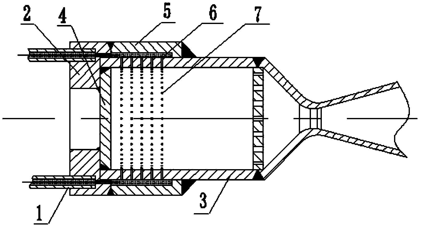 Thrust chamber injector of hydrazine type low-thrust single-unit engine