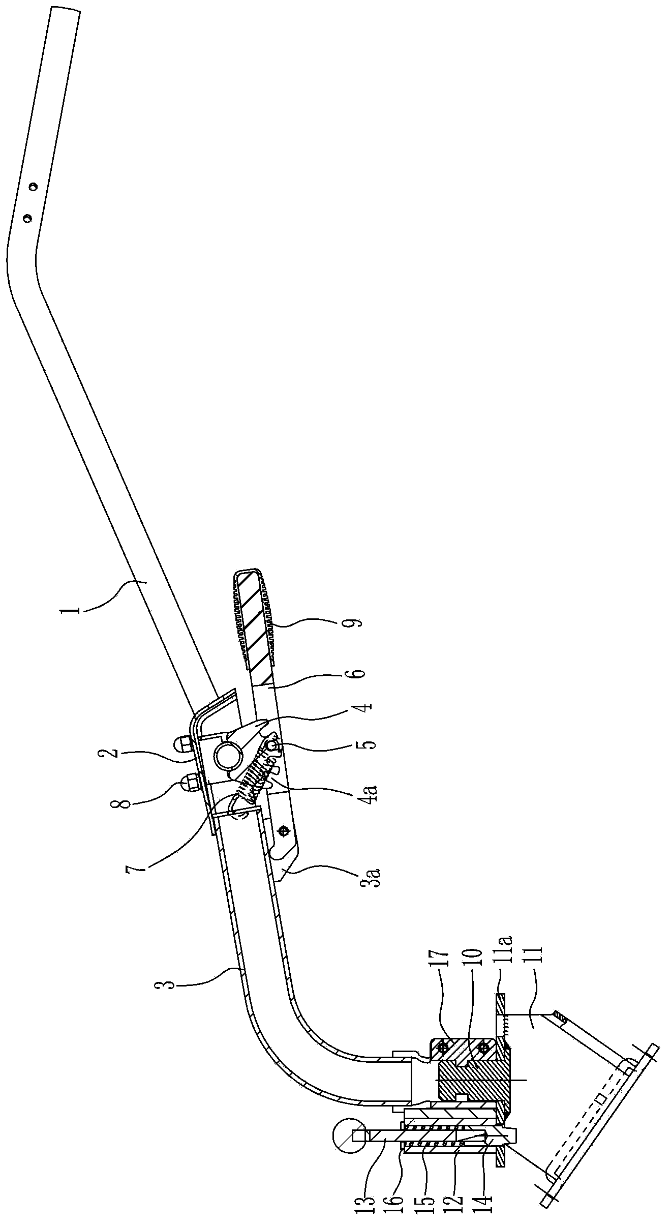 Bending handrail assembly of minitiller