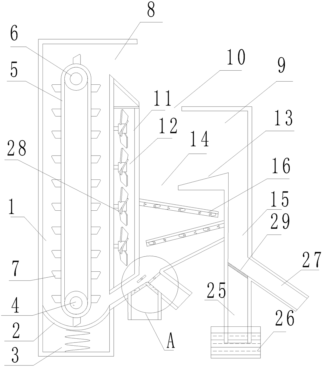 Rice drying and screening device