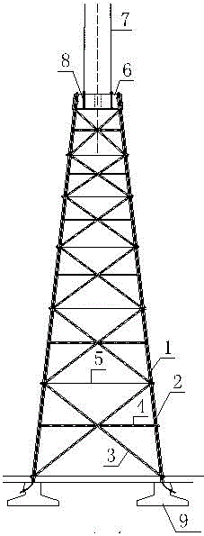 Omni-directional prestress antifatigue combined steel structure wind tower and construction method thereof