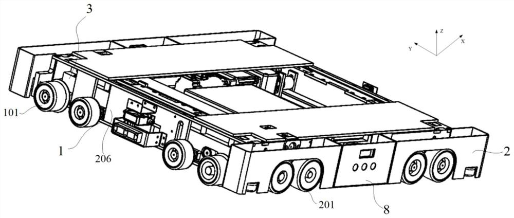 Lifting type reversing position intelligent adjusting rail guided vehicle