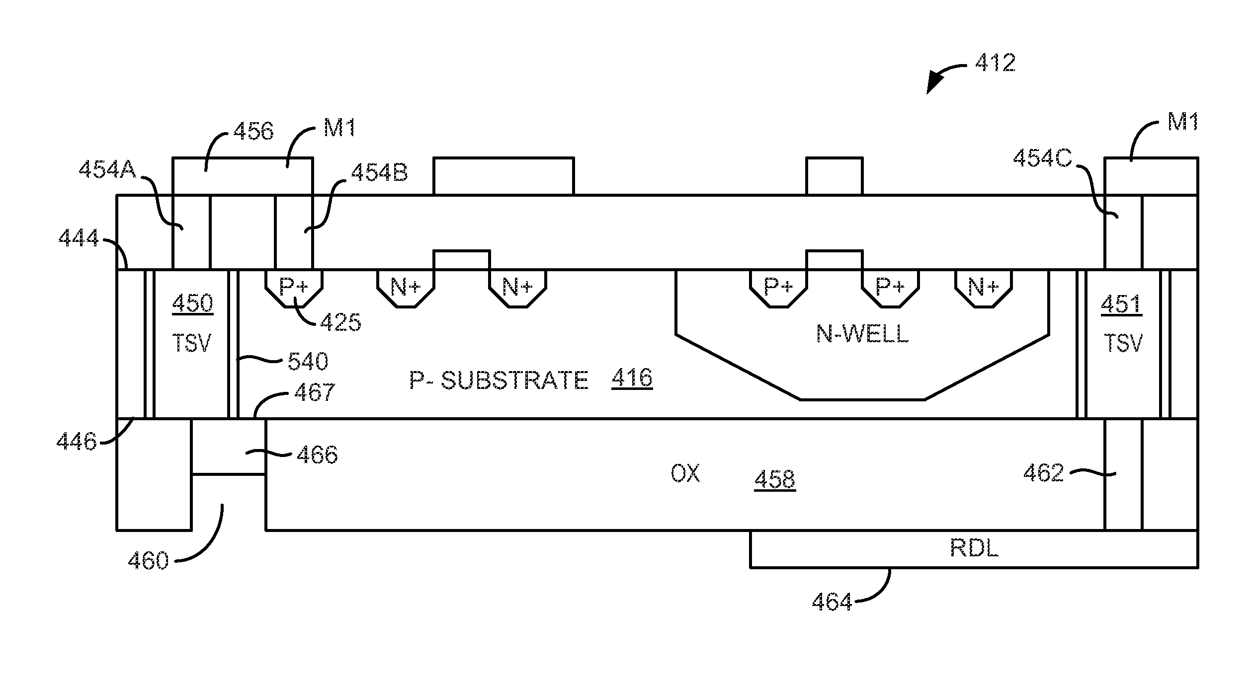 Latch-up suppression and substrate noise coupling reduction through a substrate back-tie for 3D integrated circuits