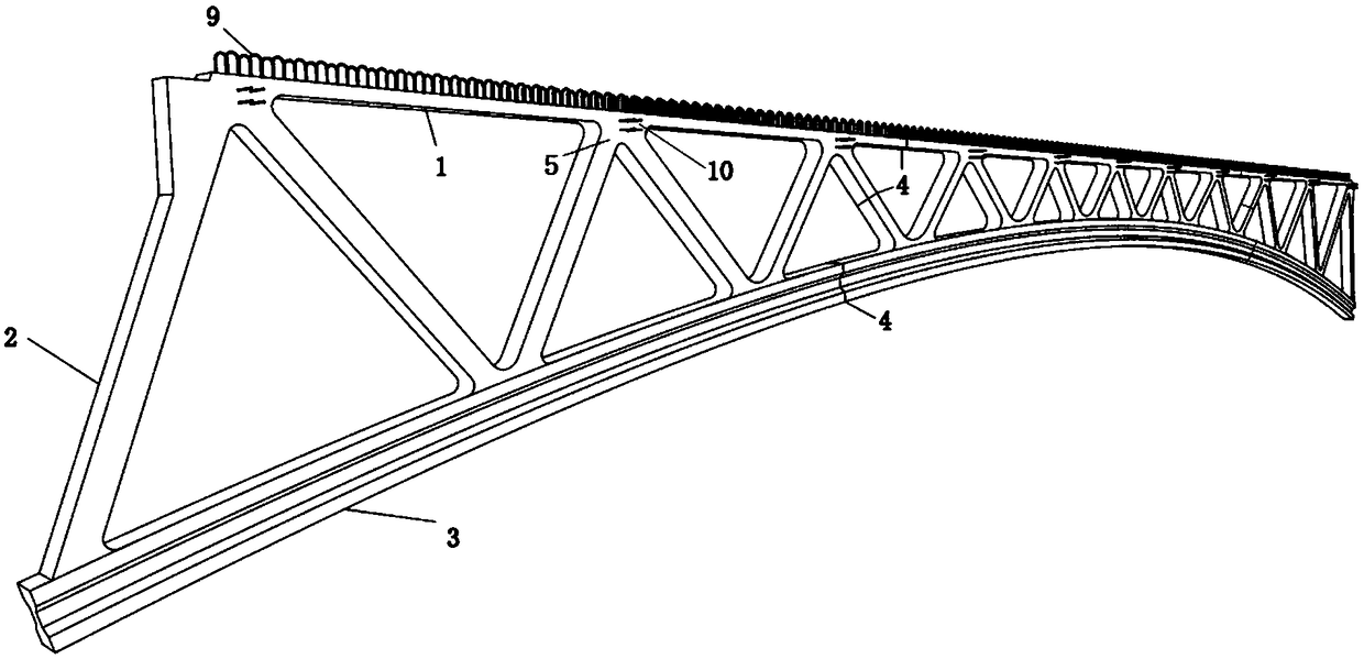 Ultra high performance concrete truss arch element, truss arch bridge and construction method thereof