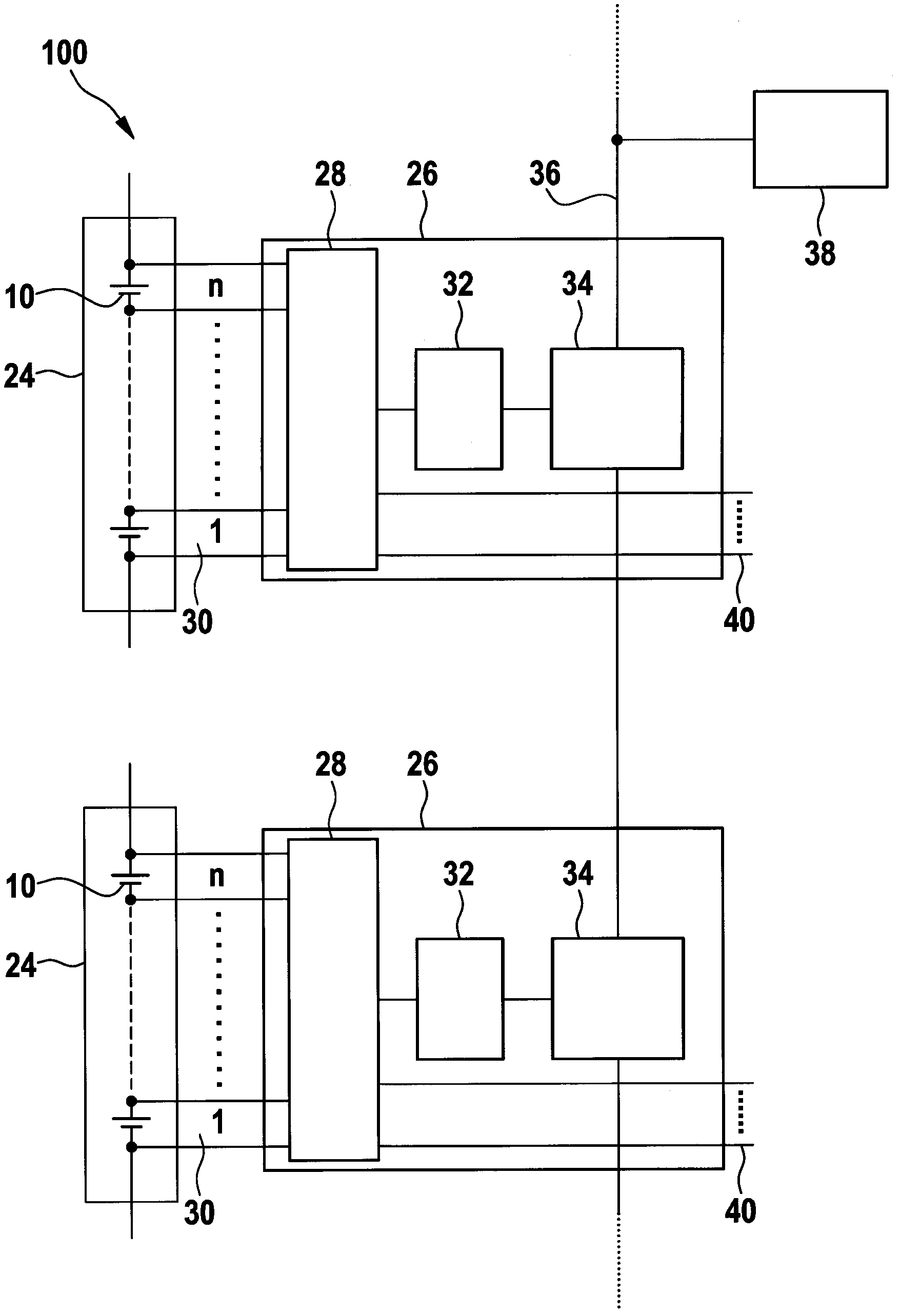 Battery system for measuring battery module voltages