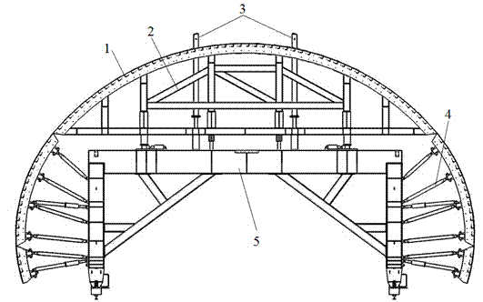 Anti-floating device for tunnel construction, steel mould board lining rig and anti-floating construction method