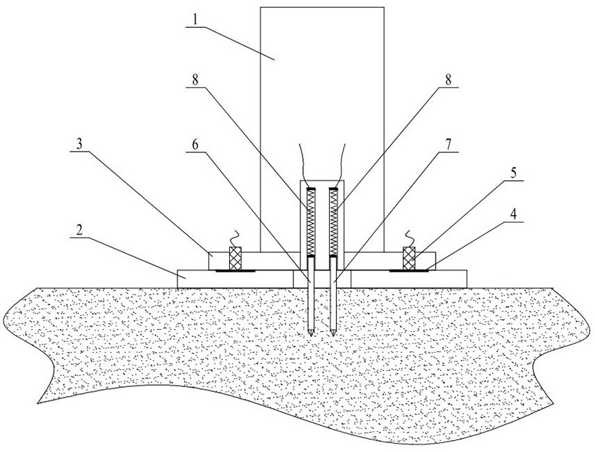 Crane supporting leg device capable of achieving detection of foundation state